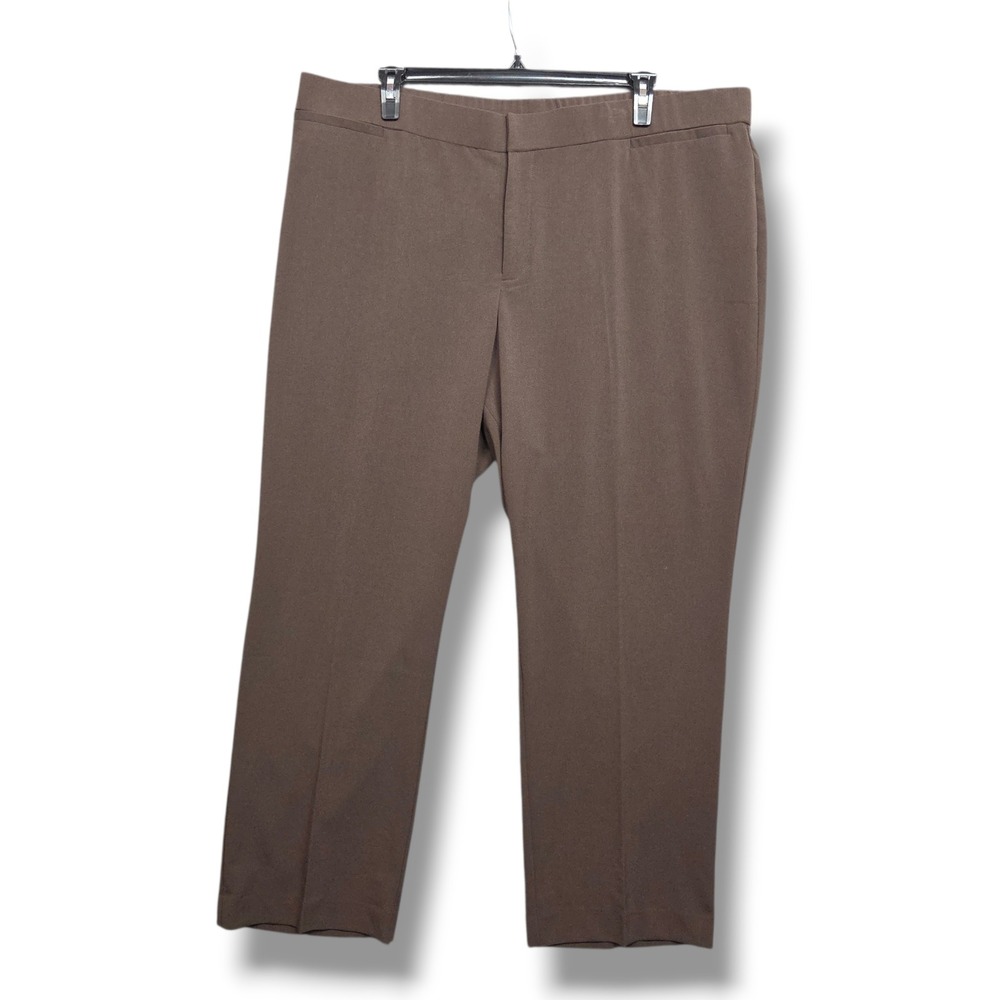 Catherines Right Fit Moderately Curvy Trouser Womens 24W‎ Brown High Rise Pants